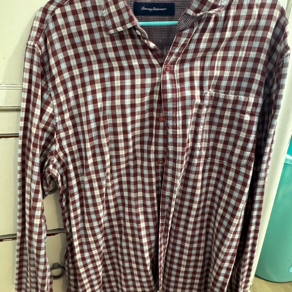 Tommy Bahama Men's Burgundy Plaid Shirt
